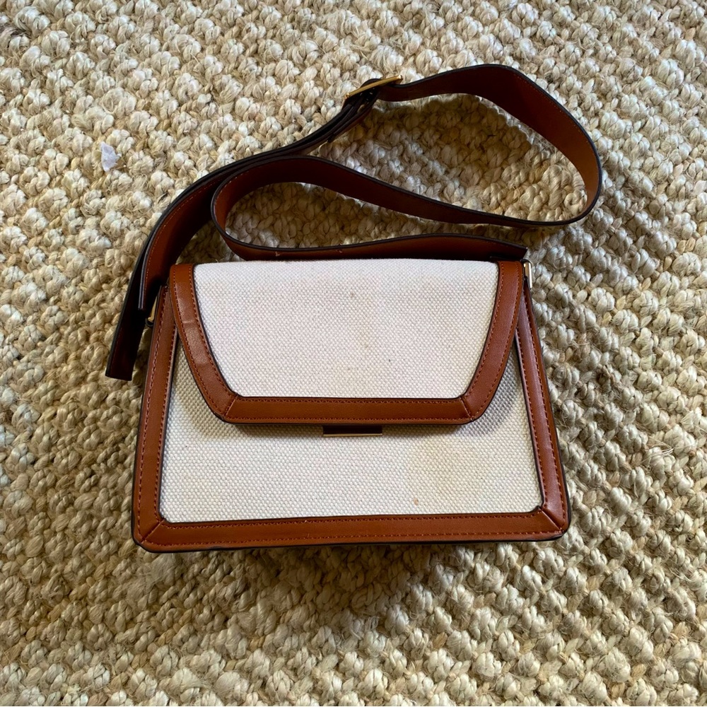 Canvas/Faux Leather Crossbody Bag